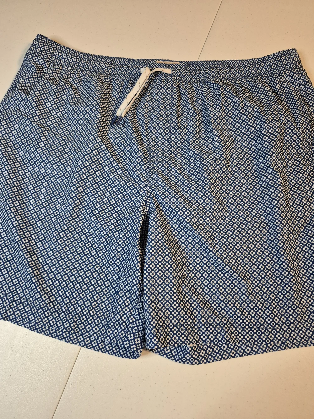 Men's Blue Geometric Swim Trunks with Drawstring 4825